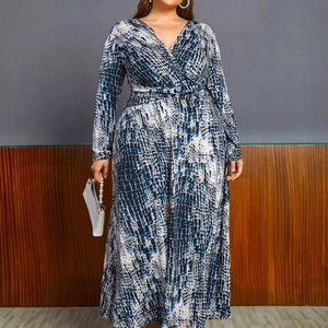 Blue, Silver & White Maxi Dress